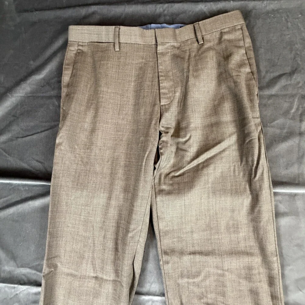 Banana Republic Dress Pants Mens 35x32.5 Taupe Grey Wool Tailored Slim Straight